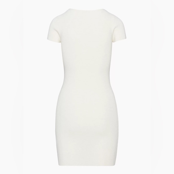 Aritzia Babaton Emerge Mini Dress White Birch Cream Ribbed Bodycon - Picture 8 of 11